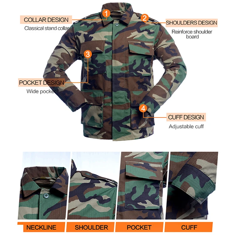 Airsoft BDU Uniform Woodland Jungle Camouflage BDU  Uniform