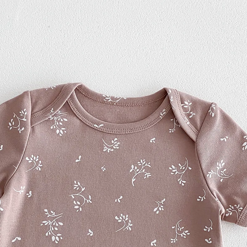 100% Cotton Full Printing Model Bamboo Short Sleeve Singlet Mini Baby Bottom Snap Jumpsuit Baby Romper Onesie Bodysuit