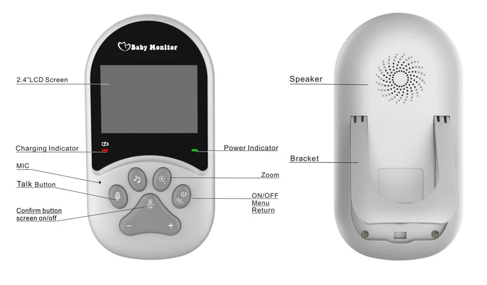 brand new 2.4 inch video baby monitor with night vision support 4 cameras