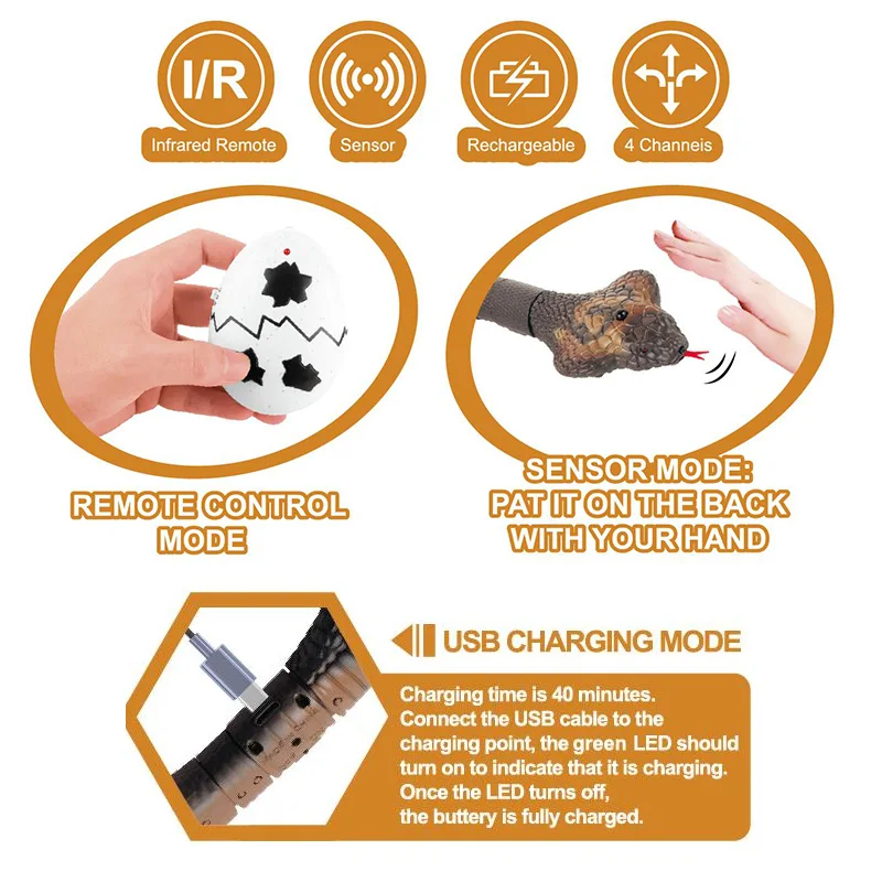 Retractable tongue pranks cobra animal sensing motion realistic snake remote control toys