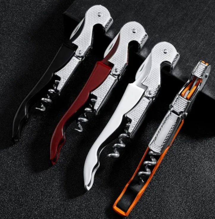 HXYWBO113 61g steel wire grain wine cork screw opener handle small corkscrew screwpull fold wine opener waiters corkscrew