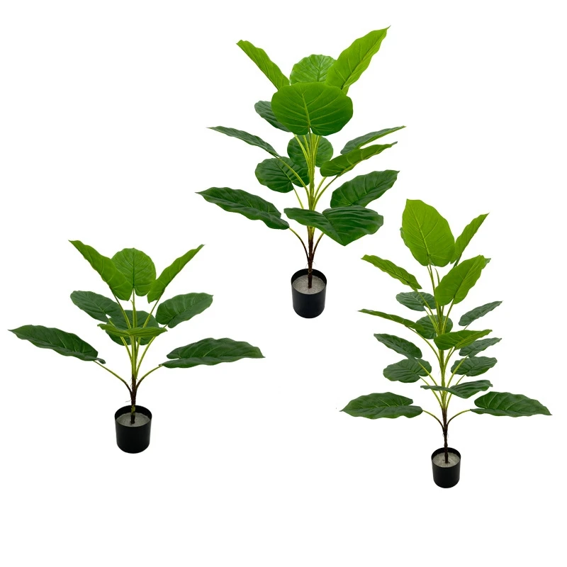 Artificial Lotus Leaf Taro Leaf Branch Bonsai Potted Alocasia Leaf for the Livingroom Office Staircase Balcony Decoration