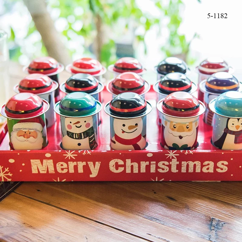 Christmas Stock Cute Hat Cylinder Tinplate Gift Box 7.2x11.4cm Tin for Wholesale