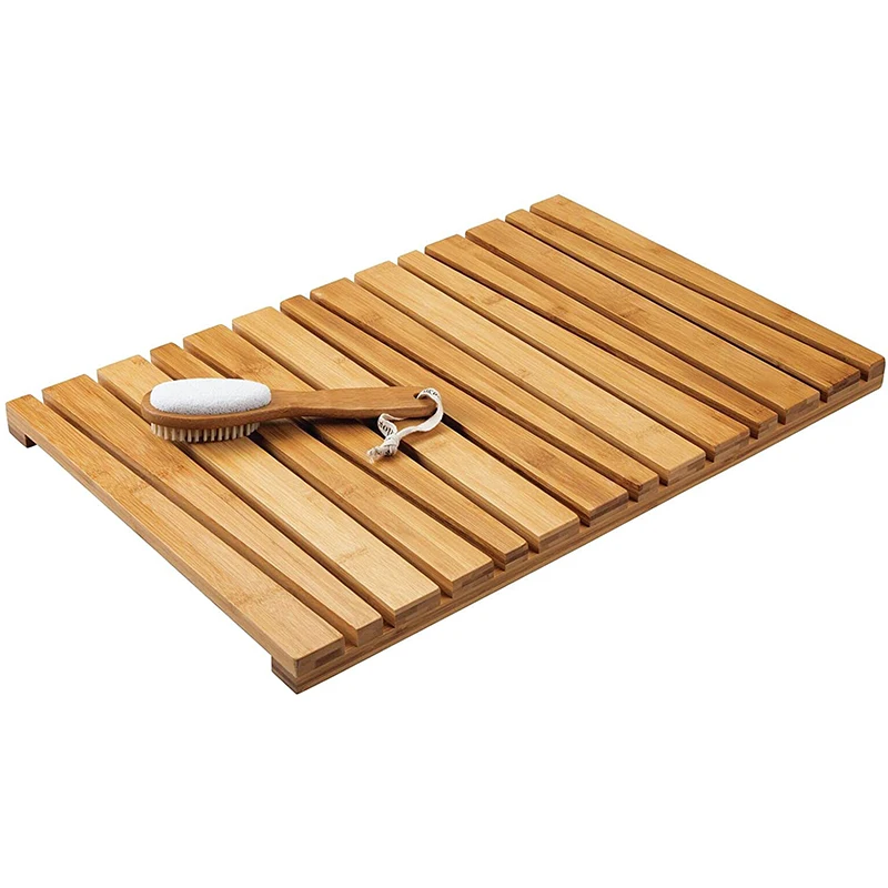 Luxury 100% Natural Bamboo Non-slip Shower Mat Wooden Floor Mat Bath Mats for for Spa Sauna Pool