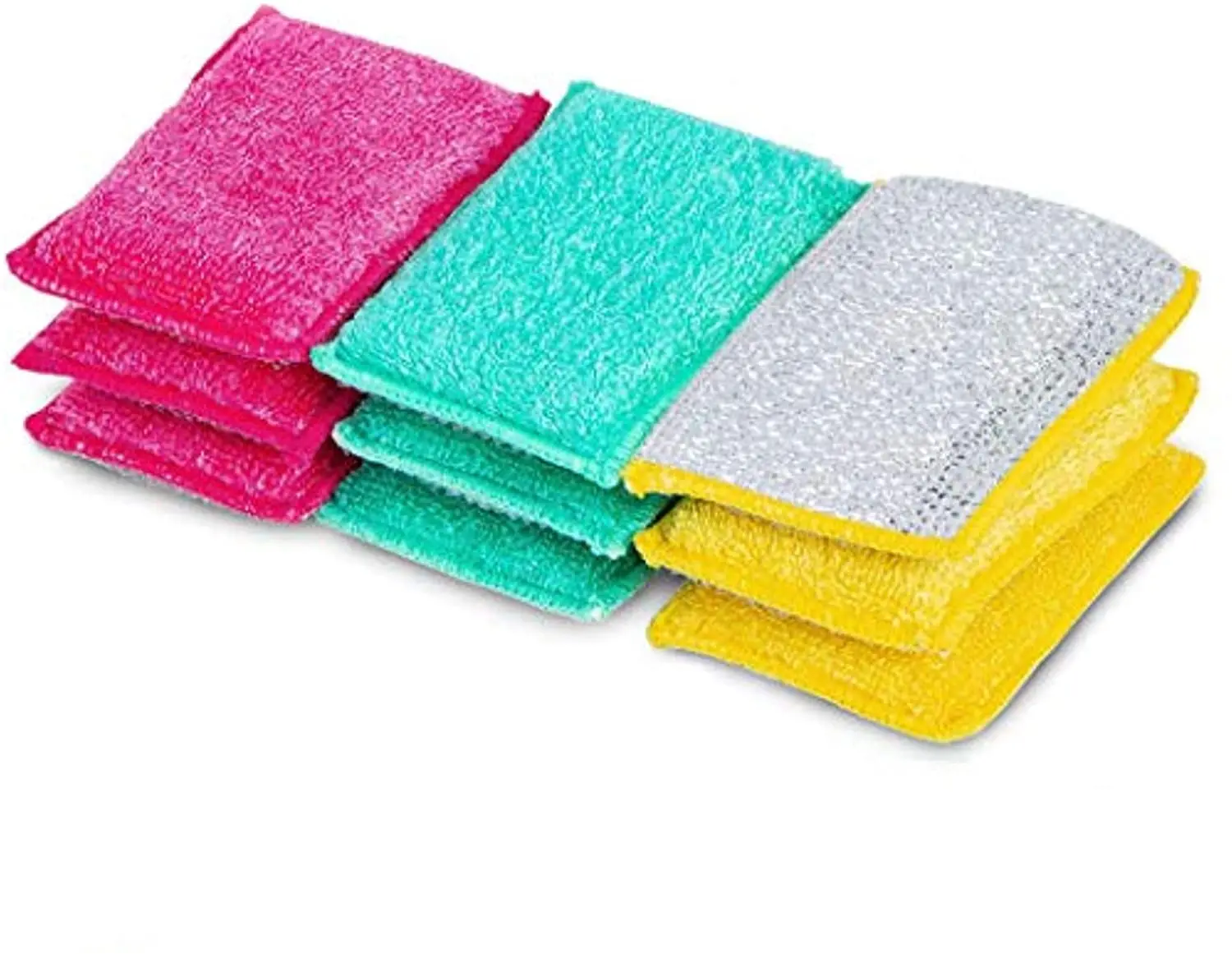 Kitchen Scrub Sponge w/ Bamboo Odorless Rayon Fiber - Ultra Absorbent - Soft & Metallic Scrub - Cleaning, Dishes& Hard Stains