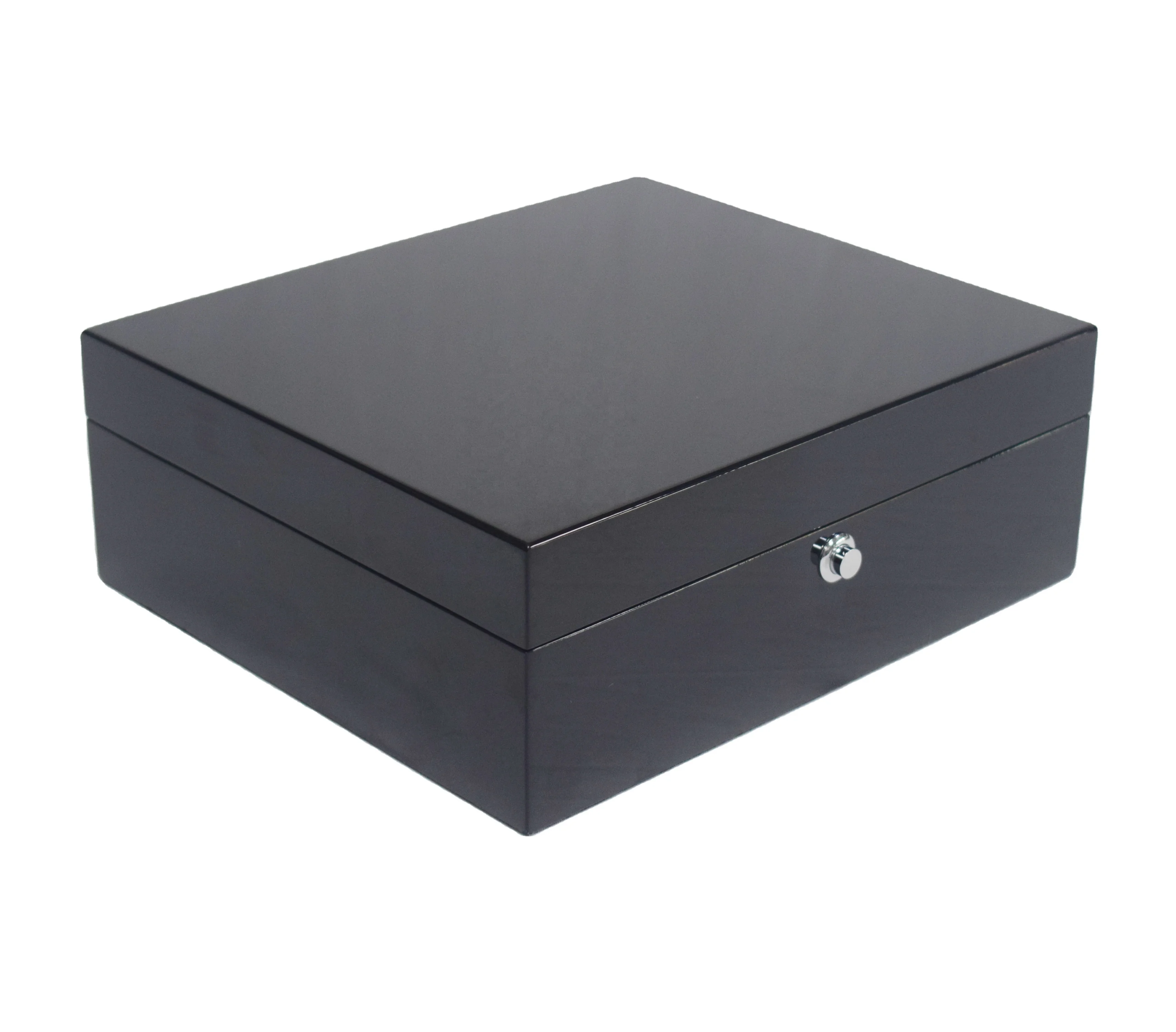 Custom Luxury 6 pcs Wooden Watch Box With High Lacquered Gloss Finish Light Black Velvet Lining
