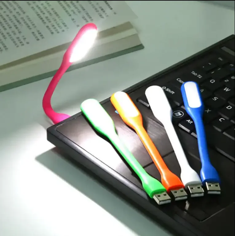 Adjustable Mini USB LED Lamp for Notebooks Flexible White & Red Clip-on Laptop Lights for Bedroom Use