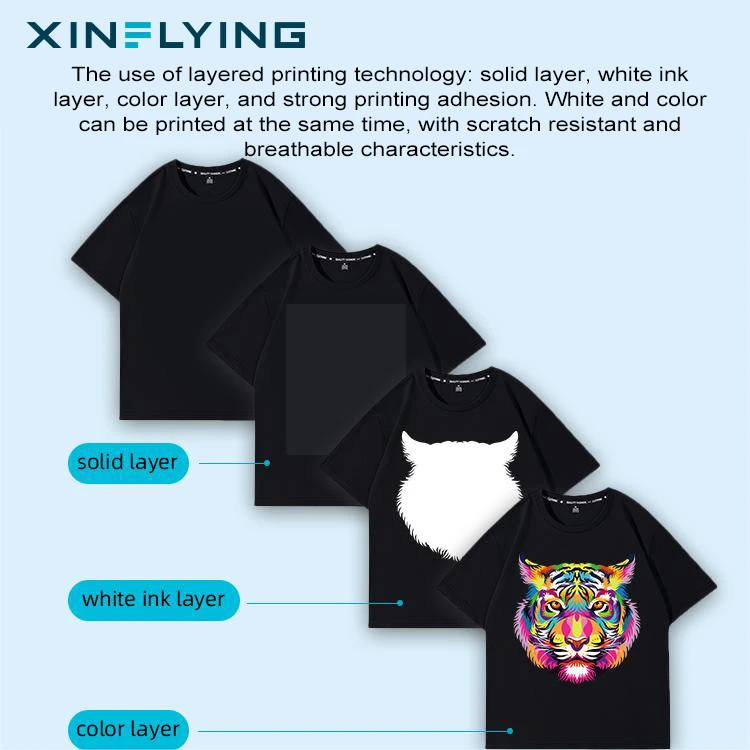 XinFlying лидер продаж 48*47 см одностанционная футболка текстильный комплект принтеров DTG EPS I3200 с 9-цветной печатью автоматическая