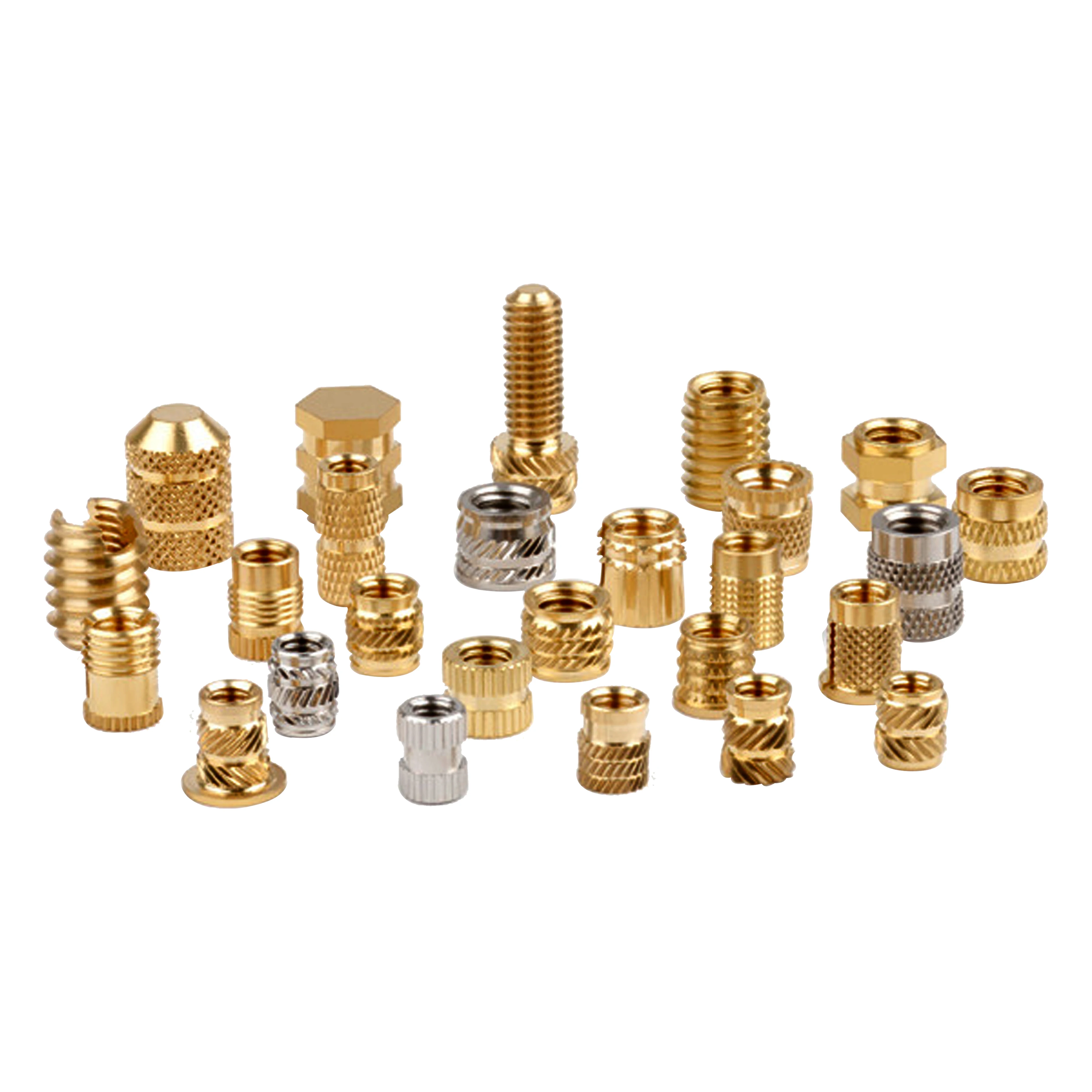 M1.4 M2 M2.5 M3 M4 M5 M6  Brass Insert Nut Knurled Copper Round Head Heat Staking Nut For Plastic Brass Knurled Nut Insert