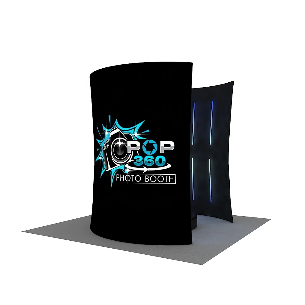 8ft Portable Party RGB LED Semicircle 360 Photobooth Backdrop Tool Free Tension Fabric Easy Set Up Curved Photo Booth Enclosure