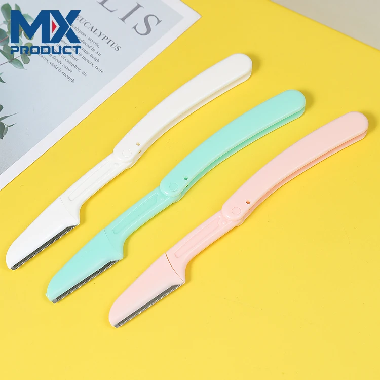 Lameila 3 Pcs Foldable Hair Remover Eyebrow Razor Trimmer Facial Eyebrow Razor Set Stainless Steel Dermaplaning Tool