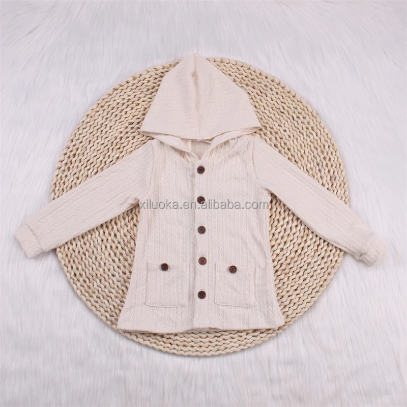 New Style Seven Colors Baby And Toddler Winter Boutique Cotton Coat Button Design Hooded With Double Pockets Wholesale