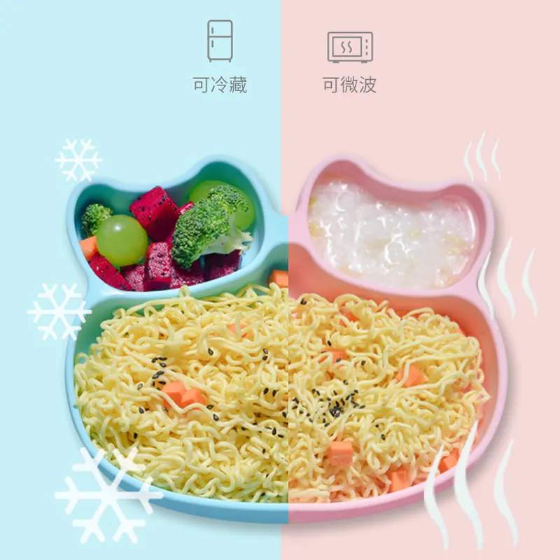 Eco Custom Logo Suction Baby Feeding Plate Food Grade Children dinnerware kid tableware Animal Shape Baby Silicone Baby Plates