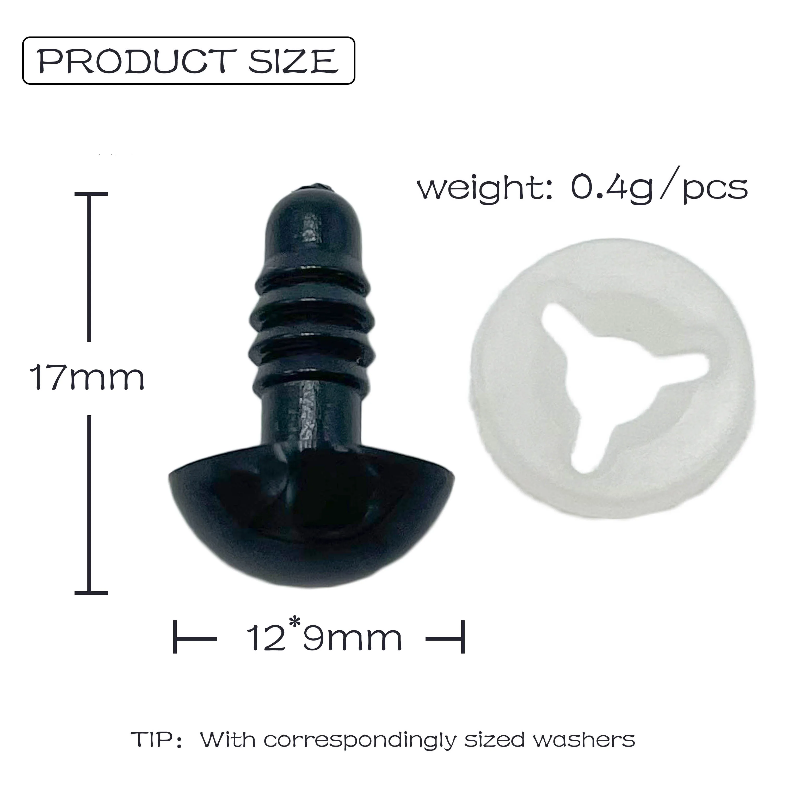 12*9mm Triangle Black Oval Plastic Safety crochet doll  Noses