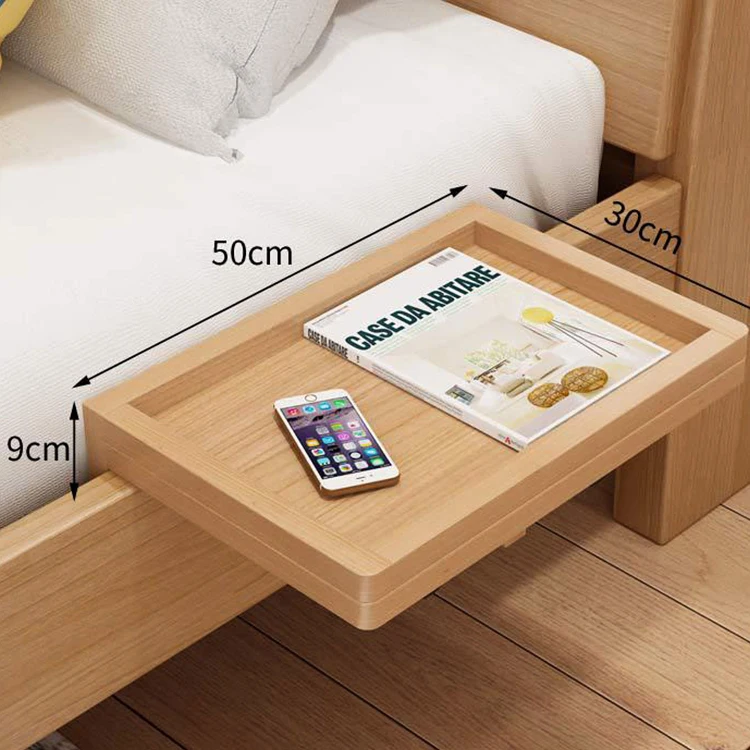 Easy To Install Bedroom Furniture Bedside Shelf Table Punch-Free Solid Wooden Floating Bedside Organizer