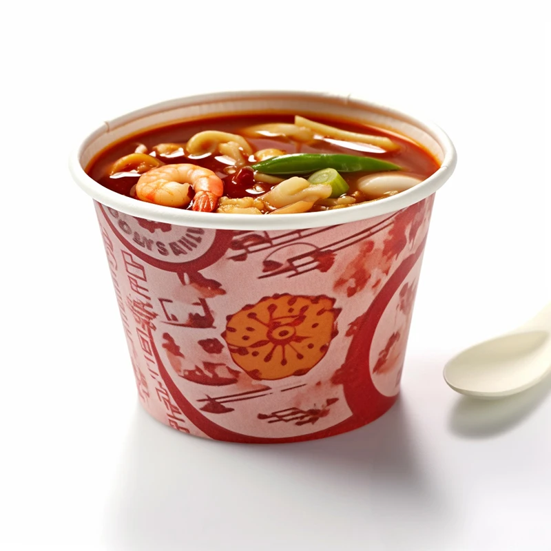 Customized Kraft Paper Bowl Soup Cups With Plastic Lid Boxes Container 32 Oz Factory Price