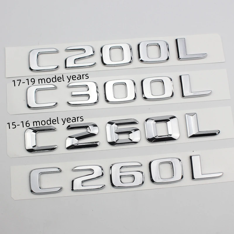 3D ABS auto emblem Car Rear Trunk C200 C260 C300 C320 E200 E260 E300 E320 Letters Number badge Sticker For Benz