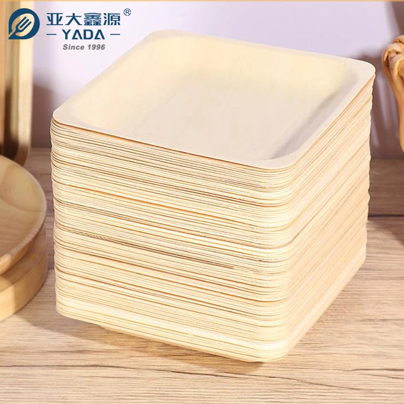 Yada Natural Wooden Kitchenware Products for Party Wedding Wooden Square Cup Cone Chip Boats