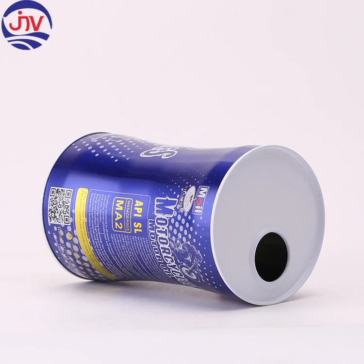 1L Slim Waist Shape Engine Oil Packaging Lubricant Oil Metal Tin Cans with Lids