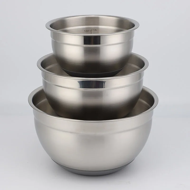 Metal Stainless Steel Mixing Bowl 3QT 5QT Mixing Bowls Set