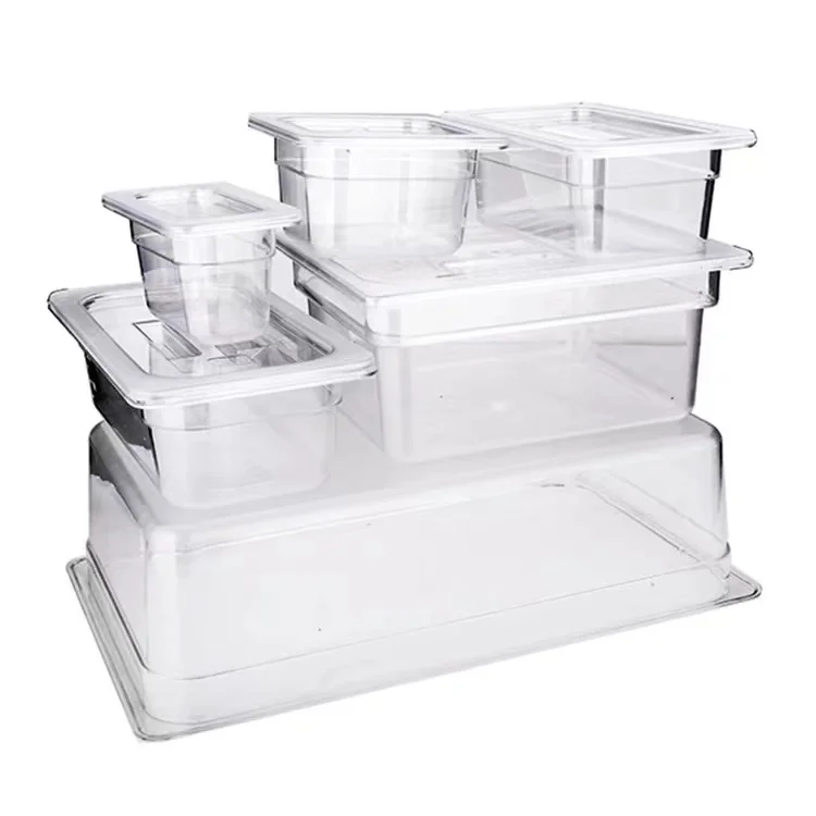 Nansheng Pp Gn Pans Pan Plastic 1/6 Polycarbonate Gastronorm Tray 1/1 Cover 5L Gelato 1/3