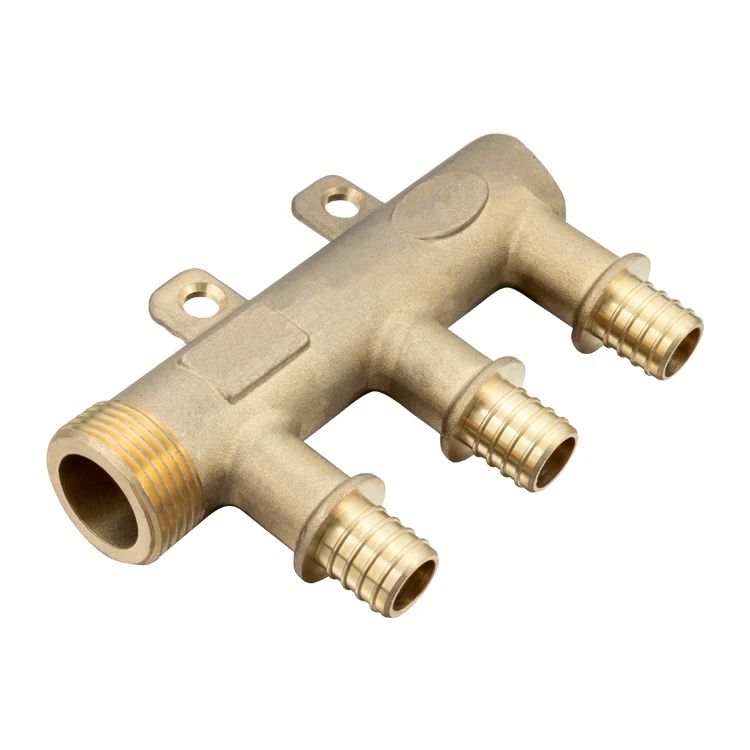 TMOK Factory 3/4  3 Way Outlet Distribution Brass Pex Valve Water Underfloor Manifold