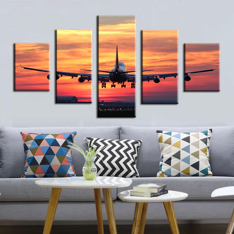 Hot selling nordic art plant canvas painting 5 piece decorations for