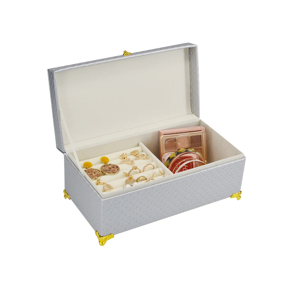 Лидер продаж 2022 органайзер для косметики прямоугольный ювелирных изделий косметичка с металлическими