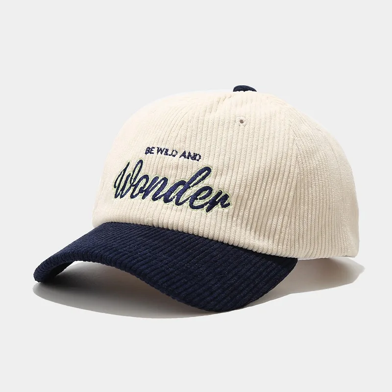 Wholesale Custom Design Embroidery Logo Corduroy Dad Hat Vintage 6 Panel Baseball Hat Fashion Casual Baseball Hats