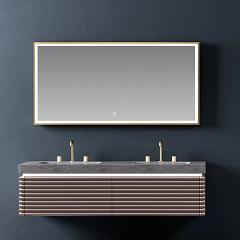 
2021 Hangzhou new bathroom vanity fancy wall bathroom vanity cabinet with led mirror and sink combo 