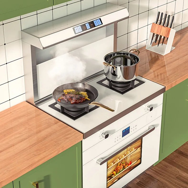 4.5kw White Integrated Stove 70l Steam Oven Top Warm Dishes Automatic Cleaning Multi Functional Stove Oven All-In-One Machine