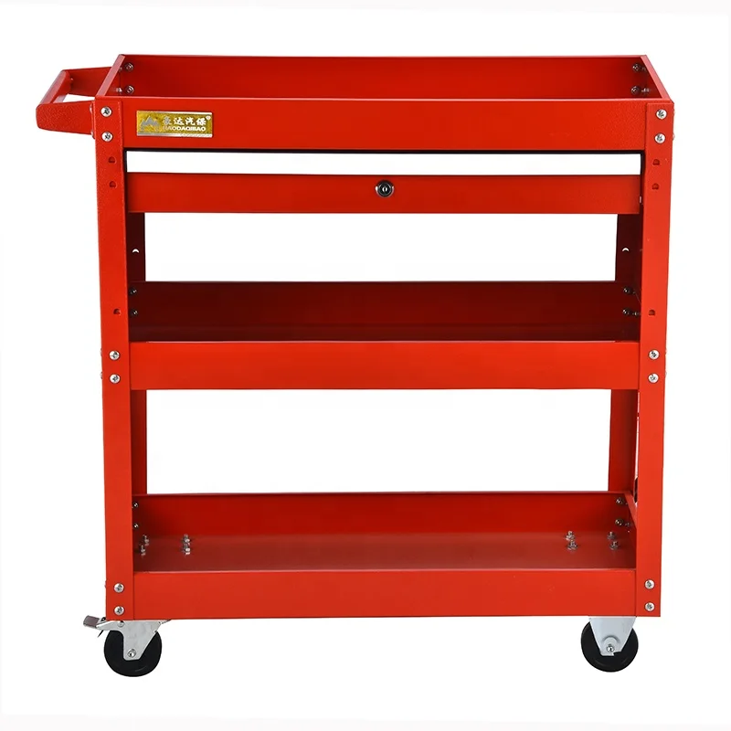 3 Layer Hand Tool Cart Service Trolley With Drawers Workshop Garage Organizer