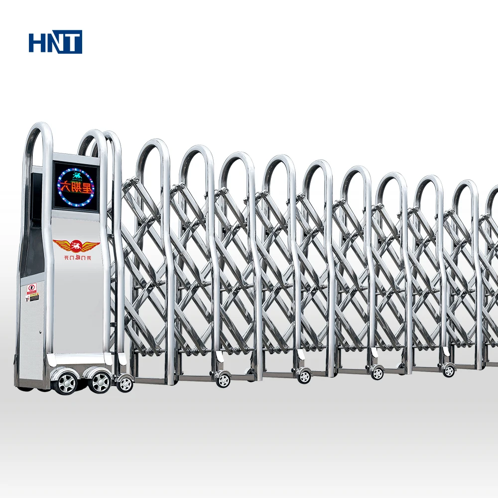 HNT Heavy Duty Trackless Motorized Industrial Stainless Steel Front Gate Safety Fence Entrance Barrier Sliding Retractable Gate