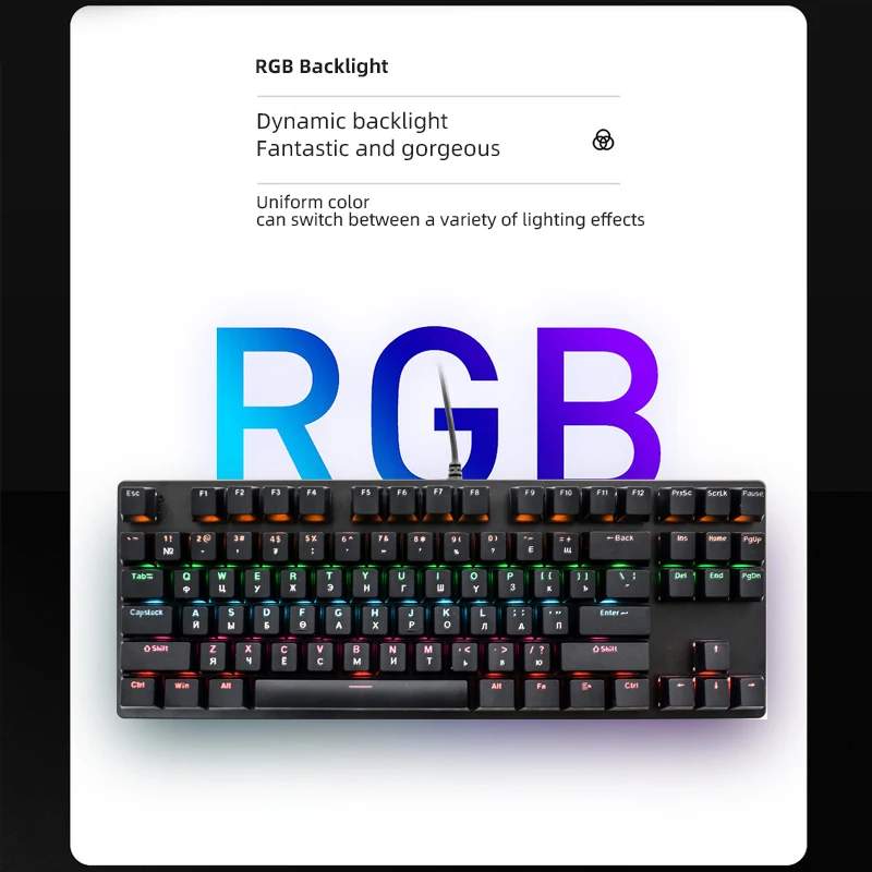 Custom Mongolian language mechanical keyboard 61 64 87 104keys RGB backlight  mechanical gaming keyboard is suitable for Gamer