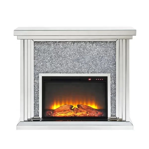 Coolbang Modern Mirrored Electric Crushed Crystal Fireplace