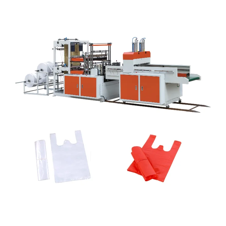 Fully Automatic Polythene Bag Machine Pp Plastic Shopping T Shirt Bag Making Production Machine