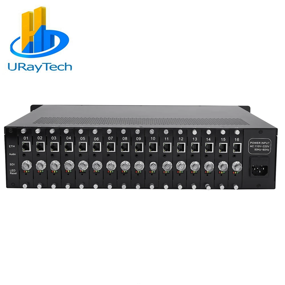 2U Rack 16 Channels H.264 SD HD 3G SDI to IP Video Streaming Encoder Decoder with RTSP RTMP UDP HLS RTMPS SRT RTP