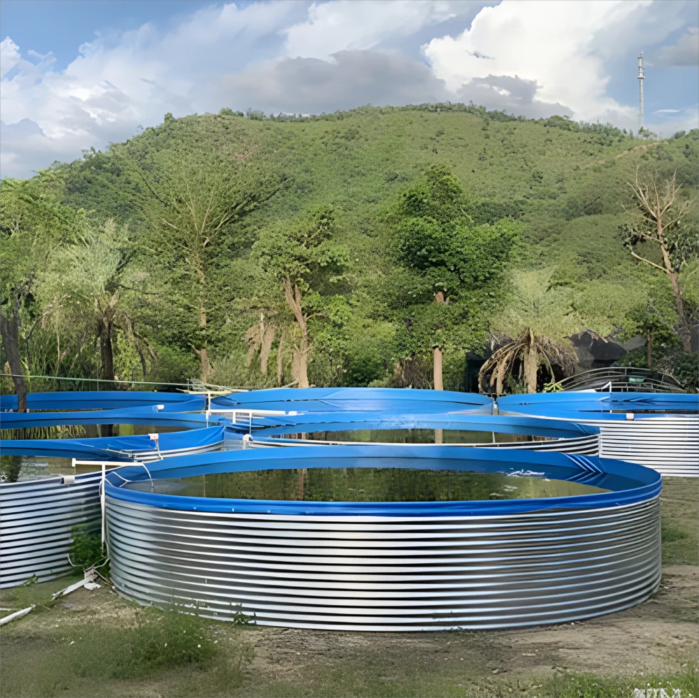 Wholesale Galvanized canvas high-density  fish farm pond thickened artificial outdoor circular corrugated water tank reservoir