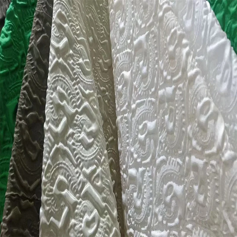 Crinkled Polyester Recycled Silk Sateen Wrinkled Glitter Satin Embossed Pleated Fabrics