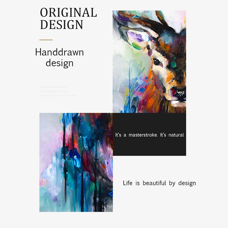 Pure hand-painted oil painting sika deer simple living room decorative painting light luxury door porch hanging paintings