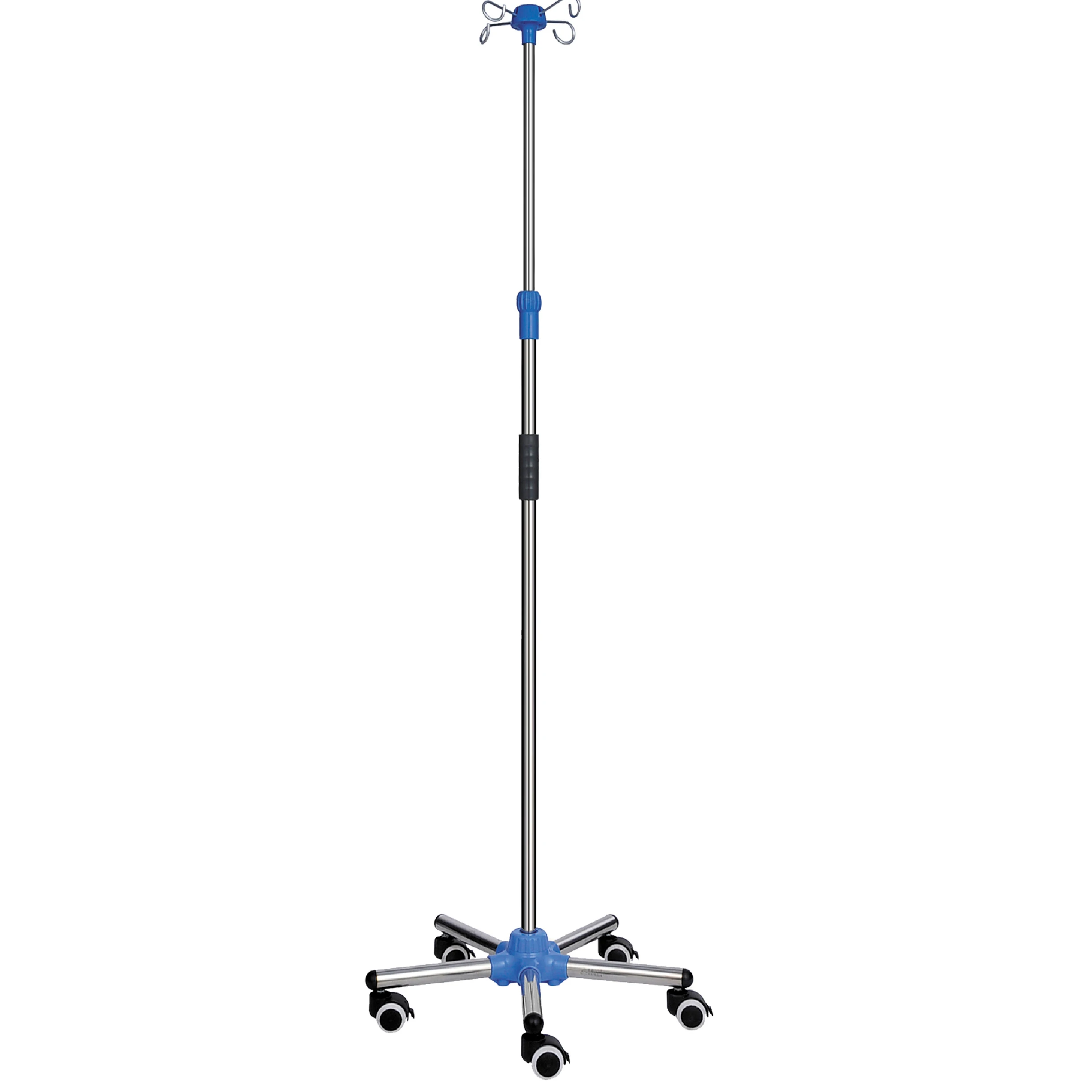 Hot-selling Stainless Steel Adjustable IV Rack Medical Infusion IV Stand Drip Bag Rod 4 Hooks Infusion Bag Hanger