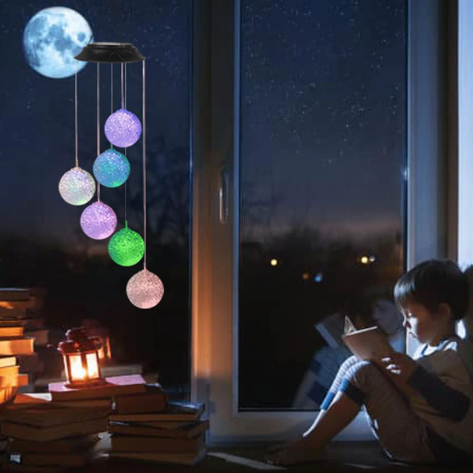 New Portable Colorful Transforming 3d Rotating Wind Chimes Solar Powered Garden Ornaments  for  Landscape Decor