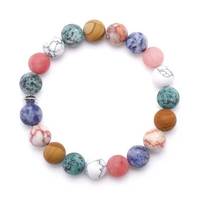  Special Design Fashion Healing Colored Natural Matte Stone Bracelets White Turquoise For Women