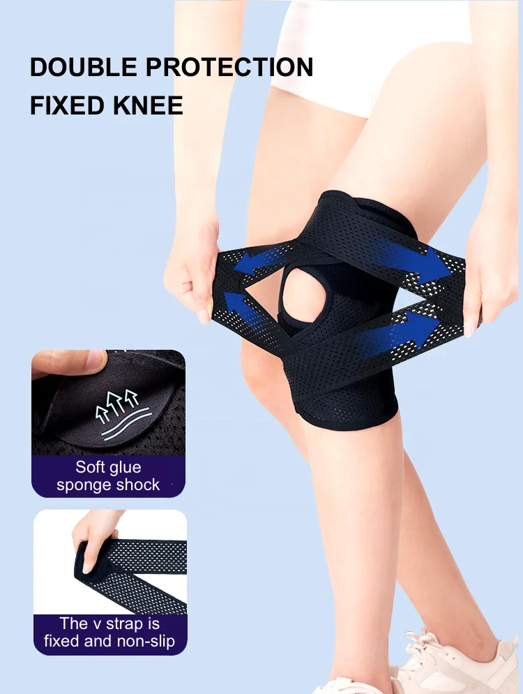 Relief Meniscus Tear Adjustable Knee Support for Knee Pain Women & Men Sports Open Patella Knee Braces Patella Gel Pads