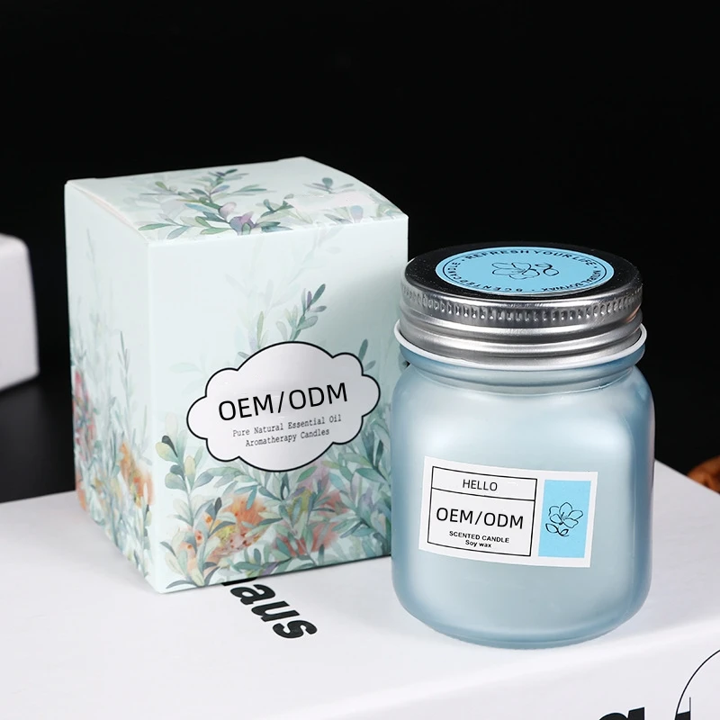 Custom Luxury Personalized Private Label Jar Soy Wax Scented Candles Matte Glass 20 Hours For Home Office Decor