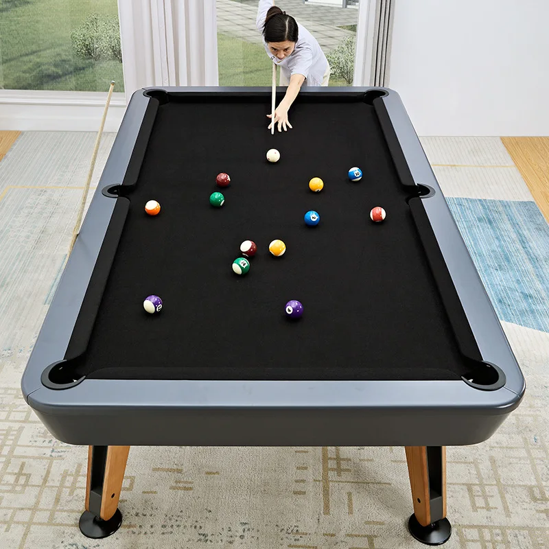 Solid Wood Standard Billiard Table  Black 82-in-1 Indoor Table 9-ball Table for Adult