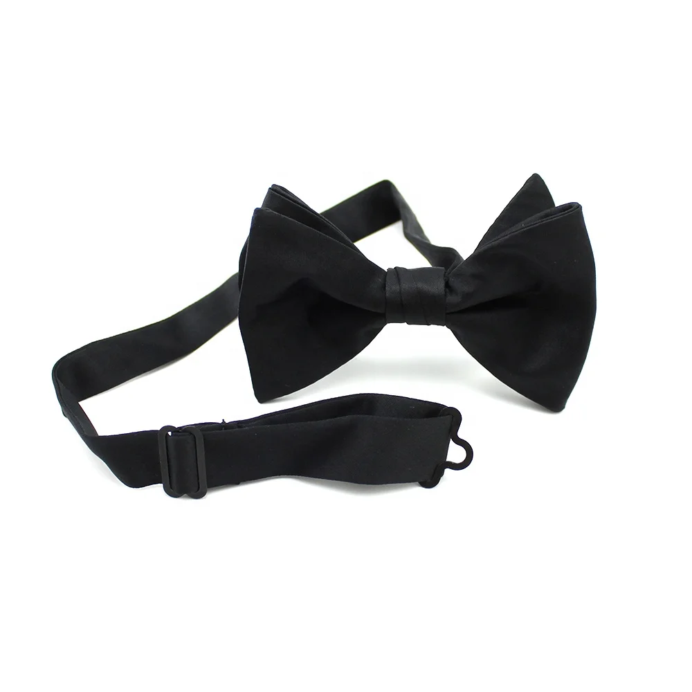 Регулируемый галстук-бабочка ручной работы, мужской костюм, частная марка, жаккардовый Атласный Галстук-бабочка, большой однотонный смокинг, черный шелковый галстук-бабочка