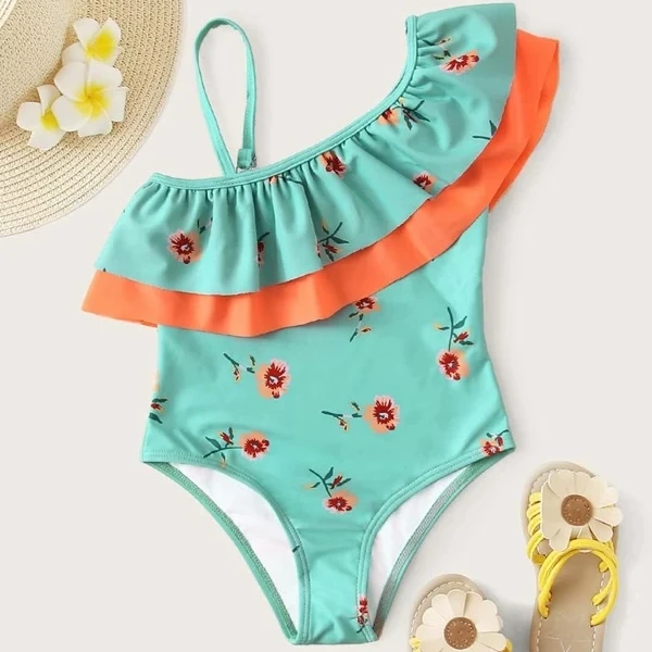 Fashion Swimwear Kids Cute Beach Wear Bathing Suits Kids Little Girls Summer flower print One-piece Swimsuit For 0~12Y kids