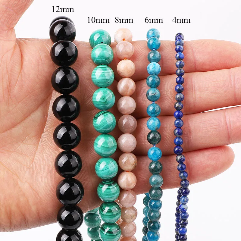 Hongyu Wholesale 4 6 8 10 12mm Natural Stone Beads Gemstone Jasper Tiger Eye Lava Loose Beads For Jewelry DIY Making