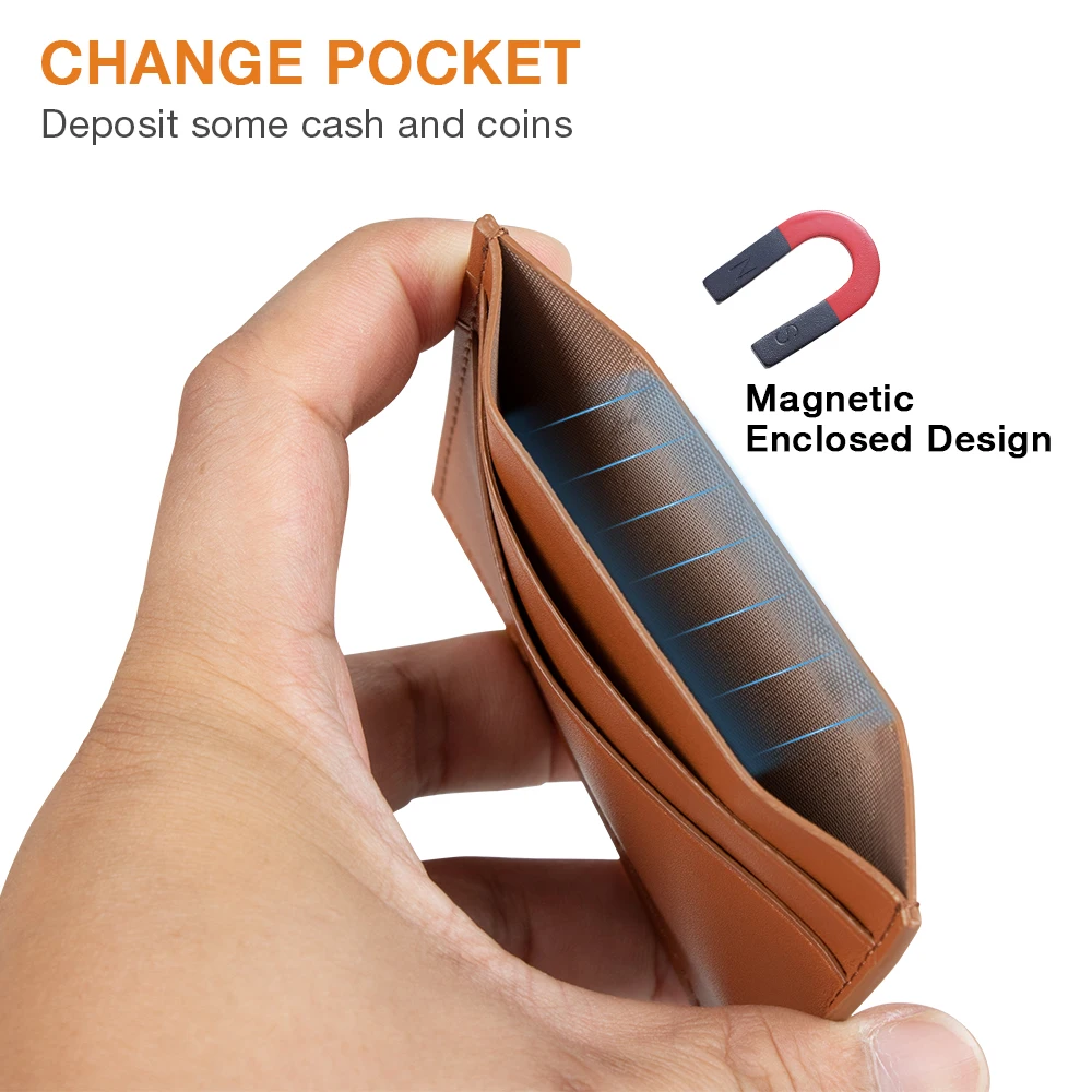 Custom pu leather coin wallet card holder magnetic business card card wallet pu leather coin wallet manufacturer